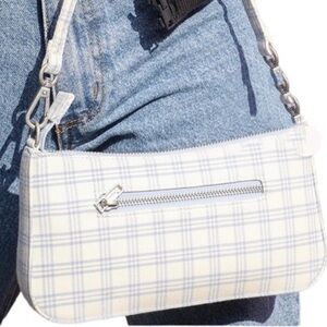 Brandy Melville Y2K White and Blue Plaid Shoulder Purse